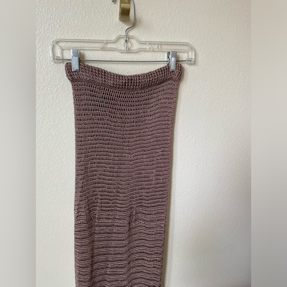 MIMII London Women’s Crochet Knit Skirt Slit Brown Size XS Vacation - Picture 2 of 8